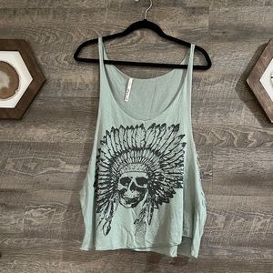 3/$12 ✅ Distressed Cropped Skull Printed Tank